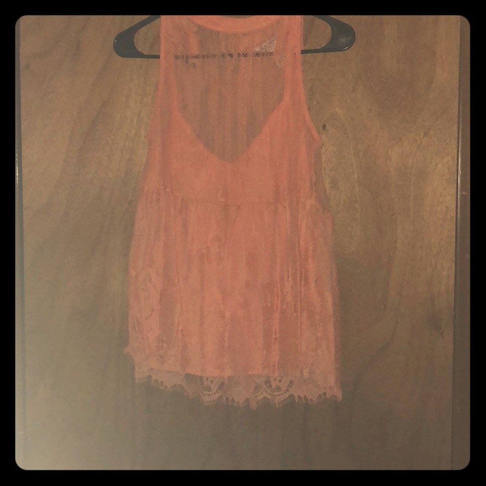 Coral lace blouse by Arizona Jeans Co